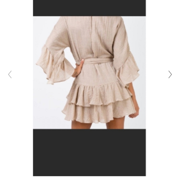 Princess Polly Peach Ruffled Tiered Boho Mini Dress Size 4 - Picture 3 of 7